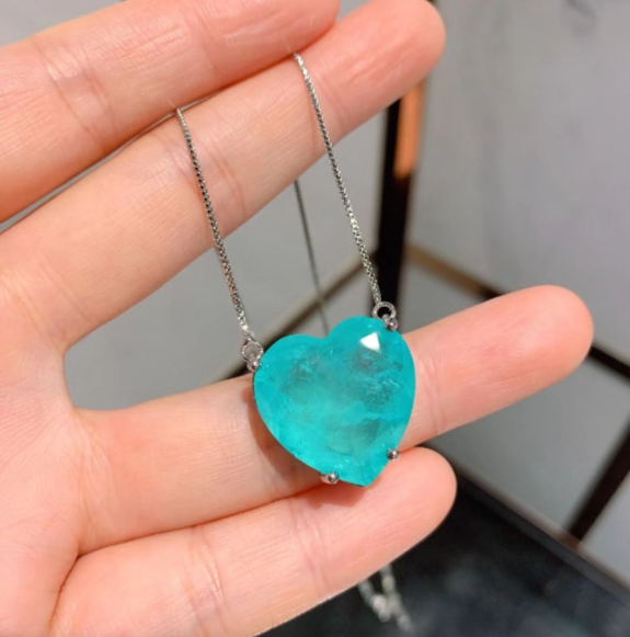 Steel set with Paraiba Stone Heart shape(S925 silver stud earrings)