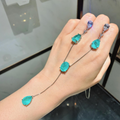Set di orecchini e collana con zirconi blu acqua placcato in oro bianco 18K
