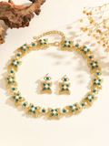 set di perle e diamanti floreali stile vintage 2 pezzi