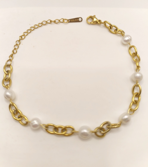 Armband aus Edelstahl mit Naturperlen