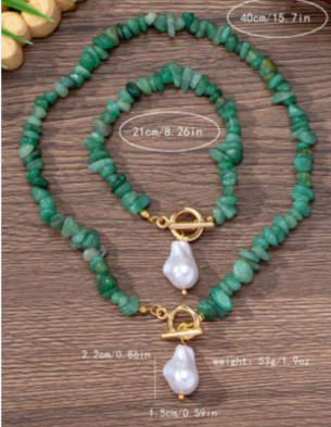 Set di pietre naturali frantumante irregolari con perle barocche 2 PEZZI
