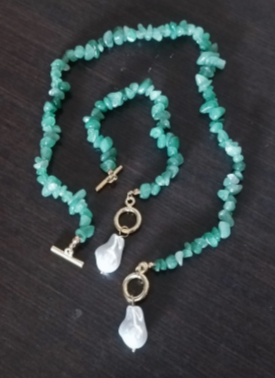 Set di pietre naturali frantumante irregolari con perle barocche 2 PEZZI
