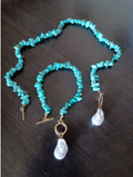 Set di pietre naturali frantumante irregolari con perle barocche 2 PEZZI