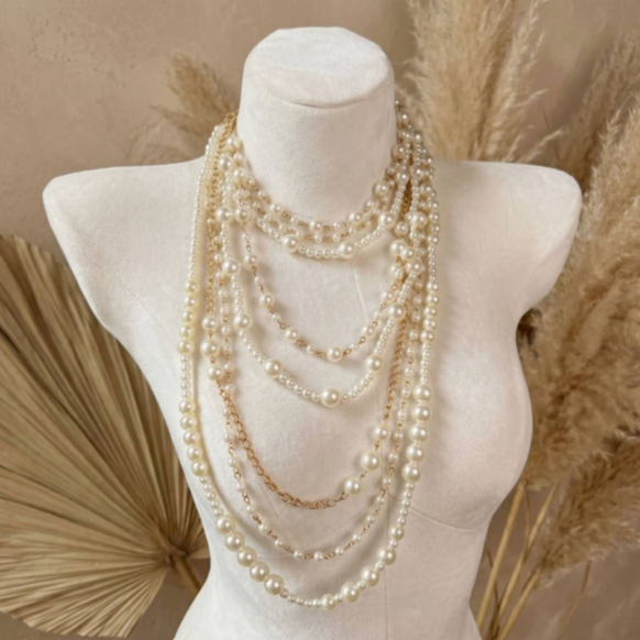 2-teiliges mehrlagiges Perlen-Hänge-Set im Fashion-Stil