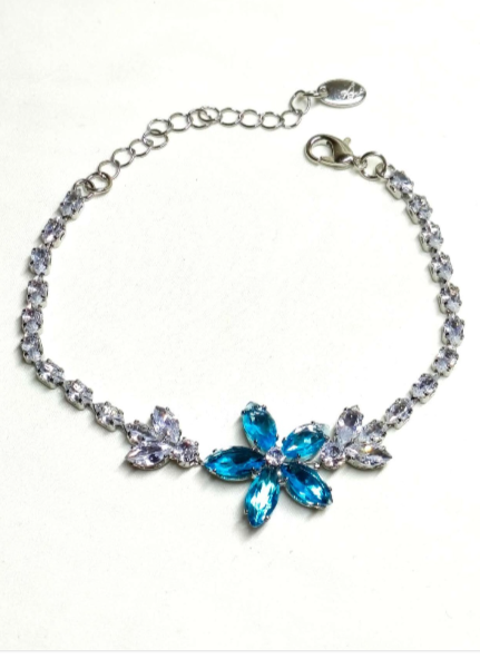 Floral Blue Zircon Jewelry Set 3 PIECES