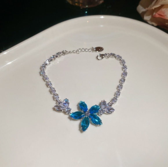 Floral Blue Zircon Jewelry Set 3 PIECES