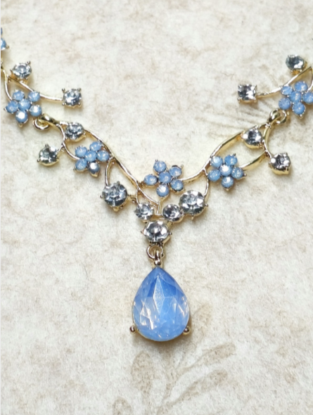 Zircon Set Jewelry-Flowering Branch Necklace and Earrings