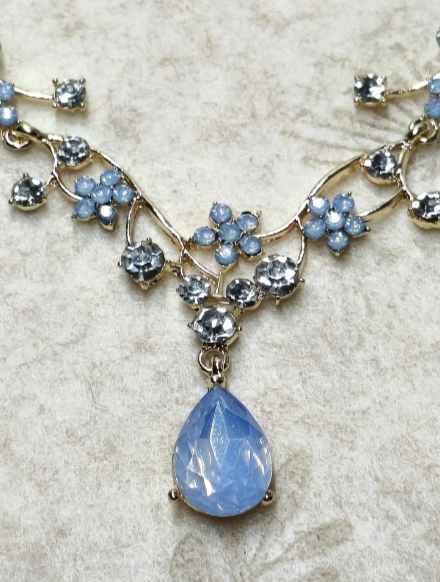 Zircon Set Jewelry-Flowering Branch Necklace and Earrings