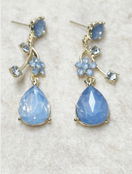 Zircon Set Jewelry-Flowering Branch Necklace and Earrings