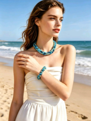 Handmade braided crystal set with magnetic clasp 2 PIECES