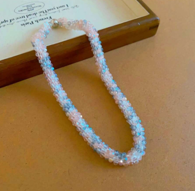 Handmade braided crystal set with magnetic clasp 2 PIECES
