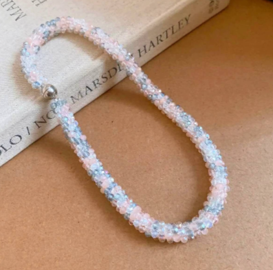 Handmade braided crystal set with magnetic clasp 2 PIECES