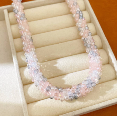 Handmade braided crystal set with magnetic clasp 2 PIECES