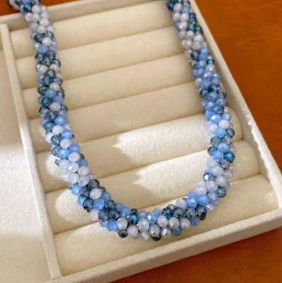 Handmade braided crystal set with magnetic clasp 2 PIECES
