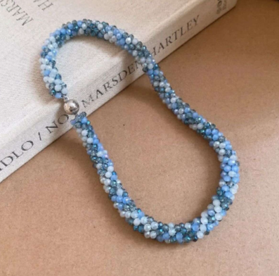 Handmade braided crystal set with magnetic clasp 2 PIECES