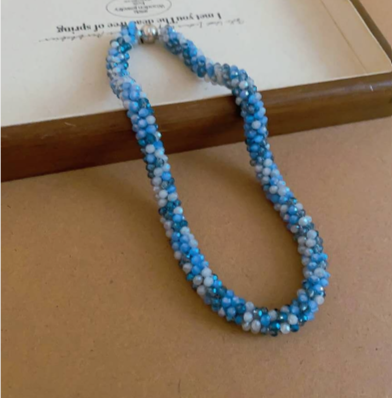 Handmade braided crystal set with magnetic clasp 2 PIECES