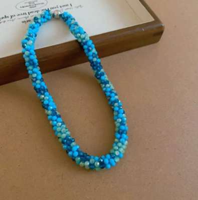 Handmade braided crystal set with magnetic clasp 2 PIECES