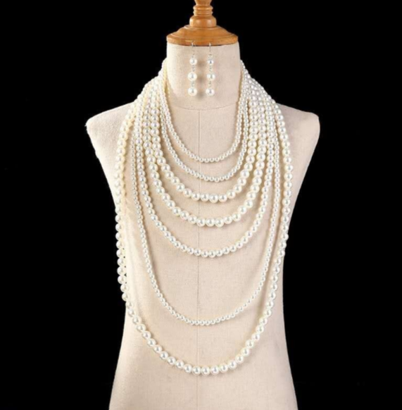 fashion set di perle multistrati 2 pezzi