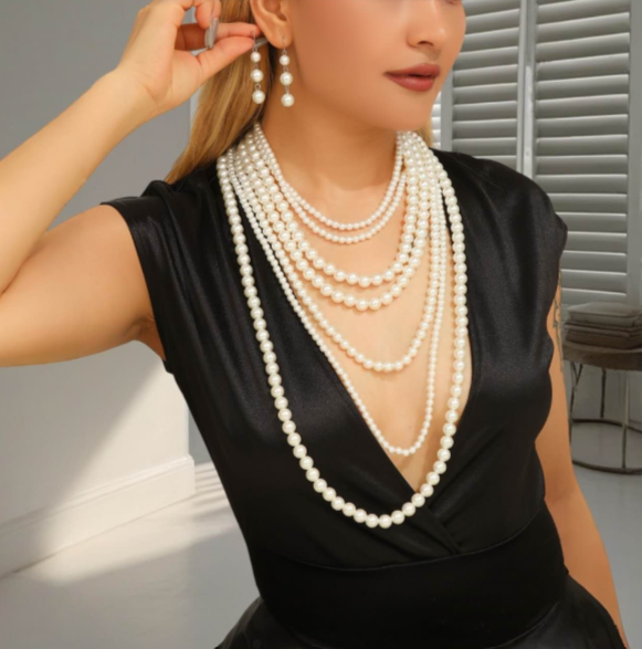 fashion set di perle multistrati 2 pezzi