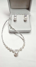 Set Collana e Orecchini con Perle e Zirconi, Stile Elegante per Matrimoni