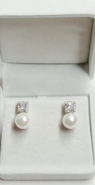 Set Collana e Orecchini con Perle e Zirconi, Stile Elegante per Matrimoni