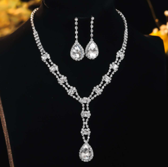 Fashion Set Tropfenform mit Zirkonia und Strass 2-teilig