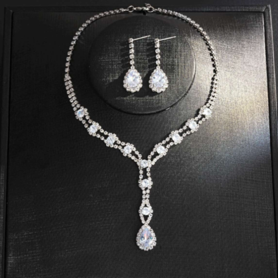 Fashion Set Tropfenform mit Zirkonia und Strass 2-teilig