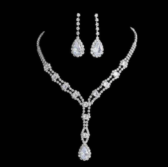 Fashion Set Tropfenform mit Zirkonia und Strass 2-teilig