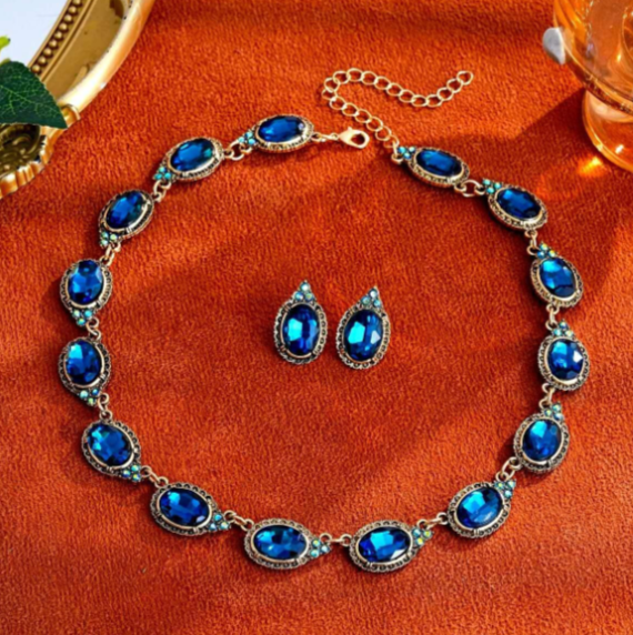 SET of vintage blue stone 2 PIECES