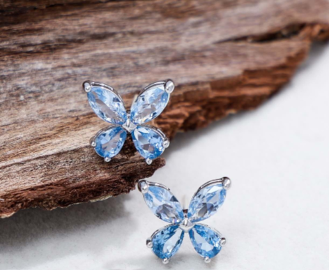 Set Gioielli Farfalla Acciaio Inox Zirconio AAA Collana Orecchini a Lobo