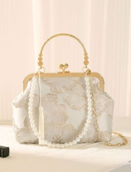 Bestickte Handtasche mit großen Blumenmustern