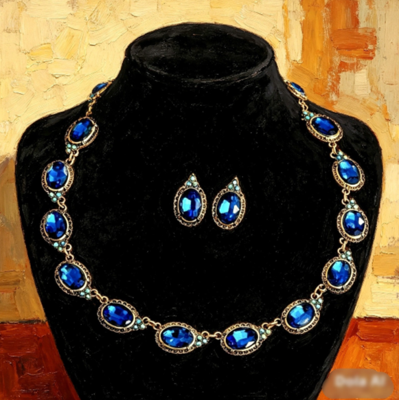 SET of vintage blue stone 2 PIECES
