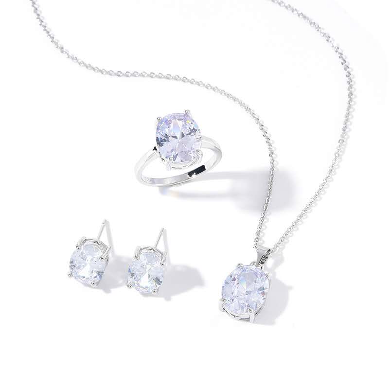AAA-Zirkon-Set. 3 TEILE Statement-Schmuck für Frauen. NICKELFREI