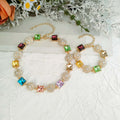 Set Gioielli 2 Pezzi Cristallo Quadrato Multicolore Zirconi Placcato Oro