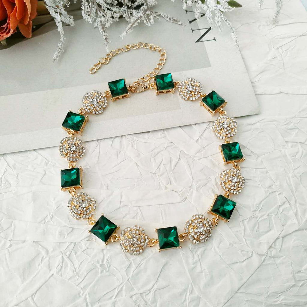 Set Gioielli 2 Pezzi Cristallo Quadrato Multicolore Zirconi Placcato Oro