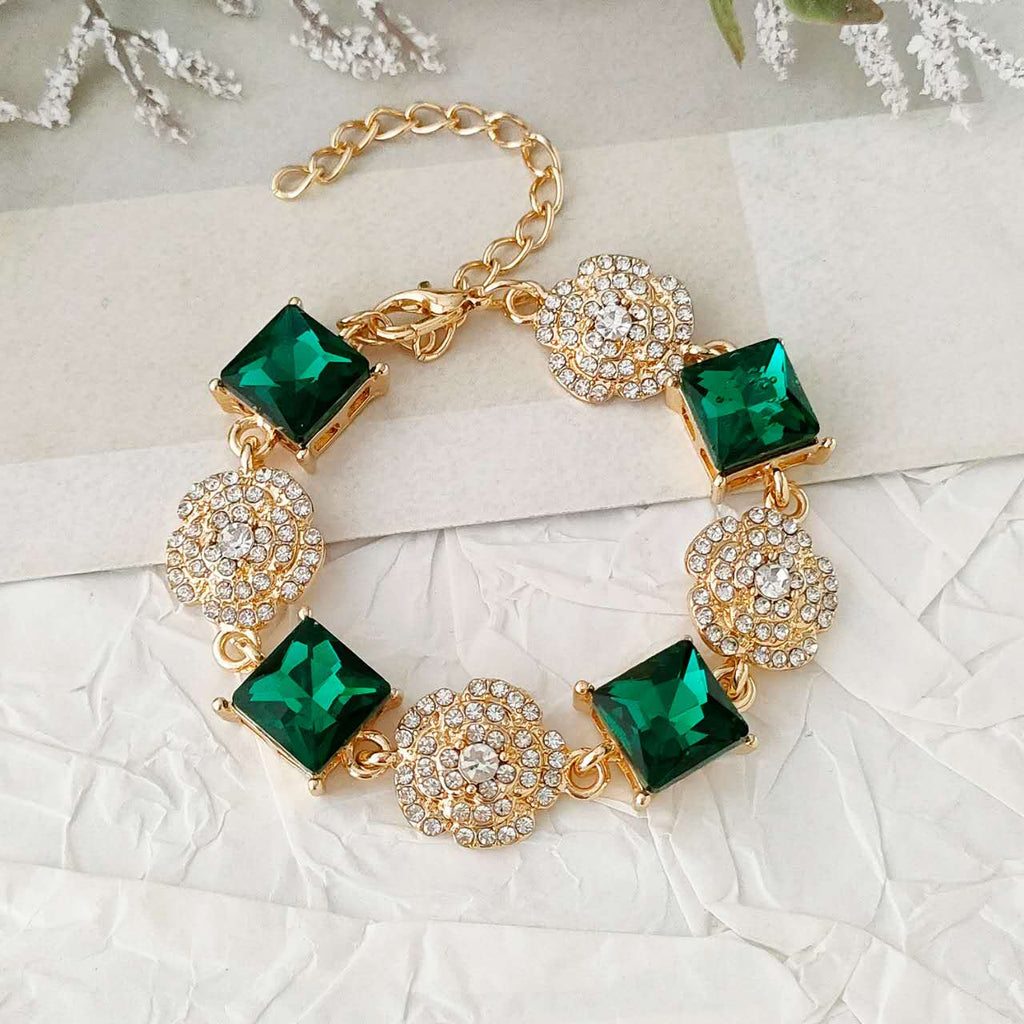 Set Gioielli 2 Pezzi Cristallo Quadrato Multicolore Zirconi Placcato Oro