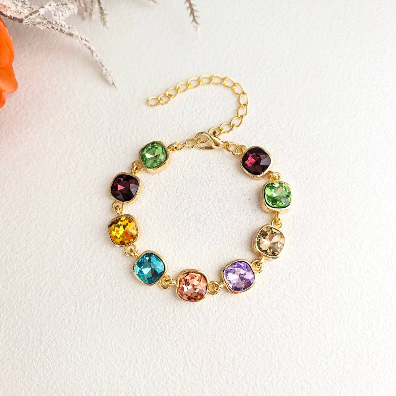 Set Gioielli 2 Pezzi Zirconi Multicolore Arcobaleno Placcato Oro
