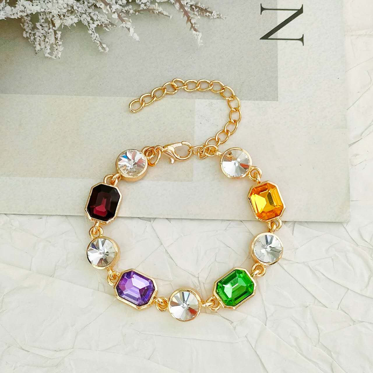Set Gioielli 2 Pezzi Zirconi Multicolore Arcobaleno Placcato Oro