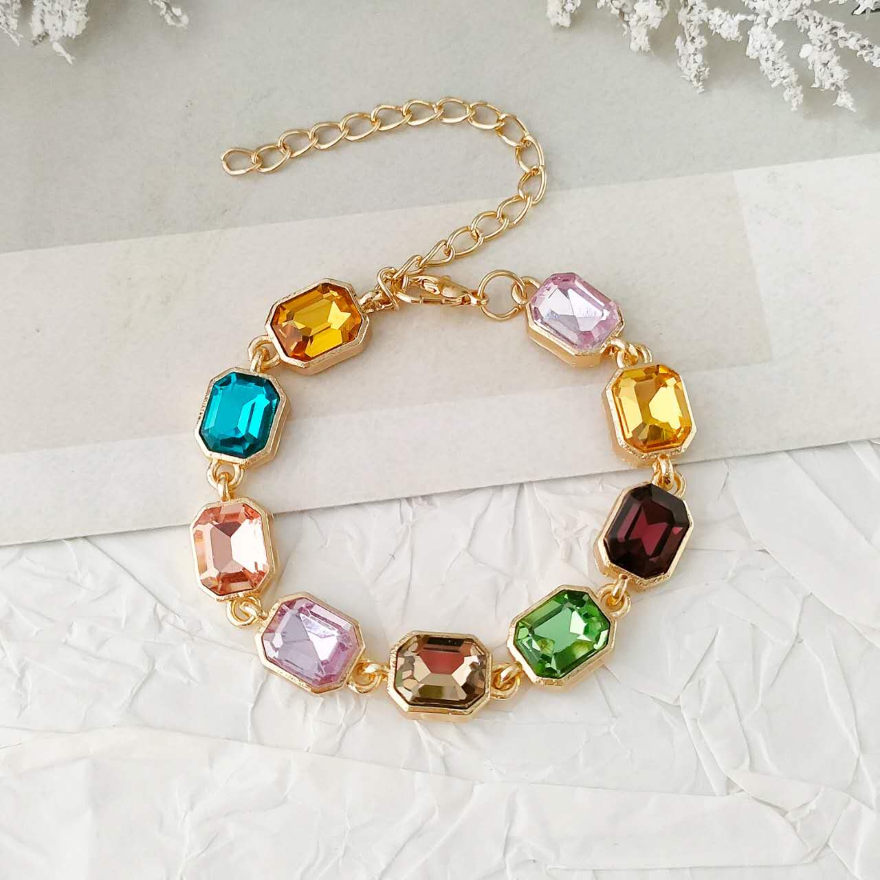 Set Gioielli 2 Pezzi Zirconi Multicolore Arcobaleno Placcato Oro