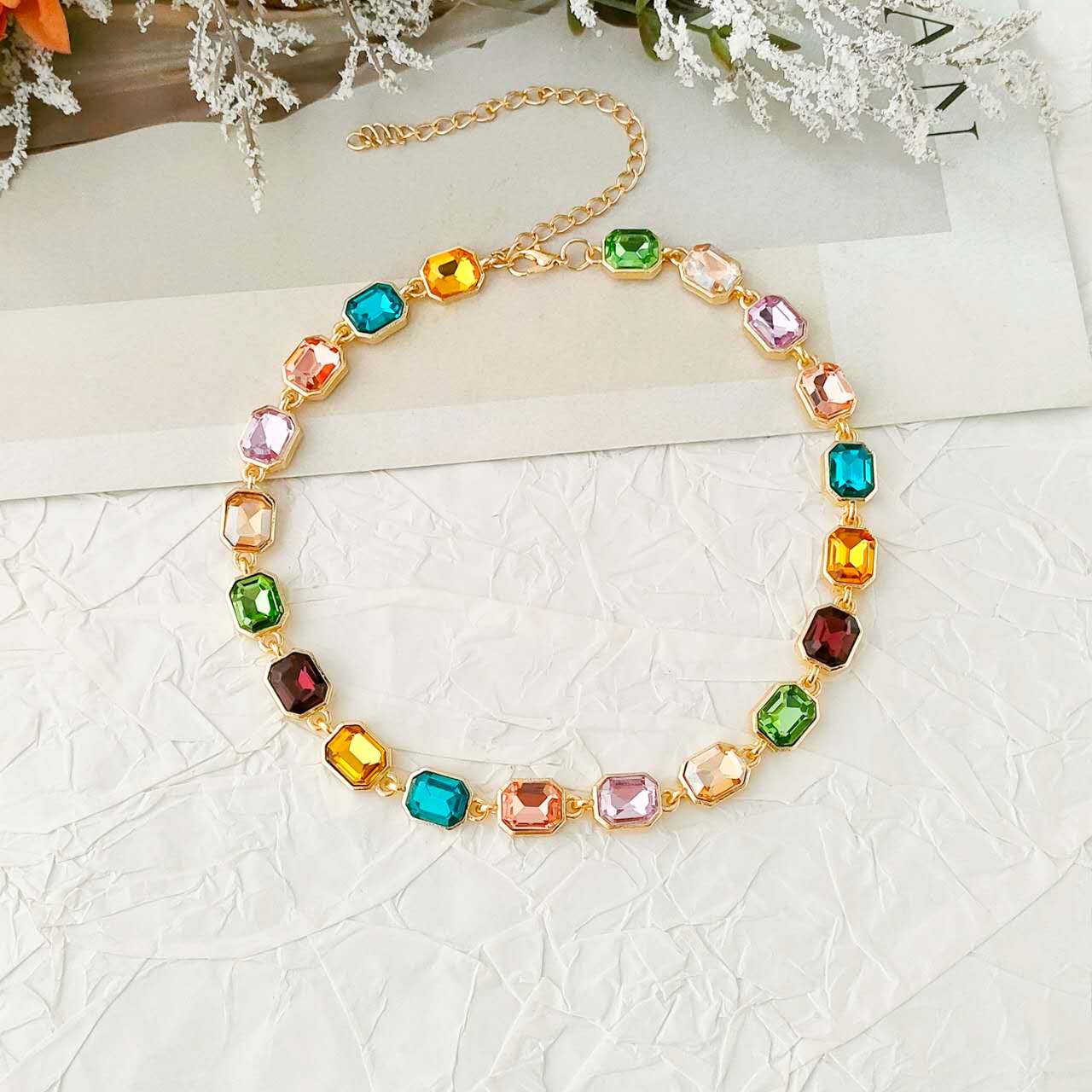 Set Gioielli 2 Pezzi Zirconi Multicolore Arcobaleno Placcato Oro