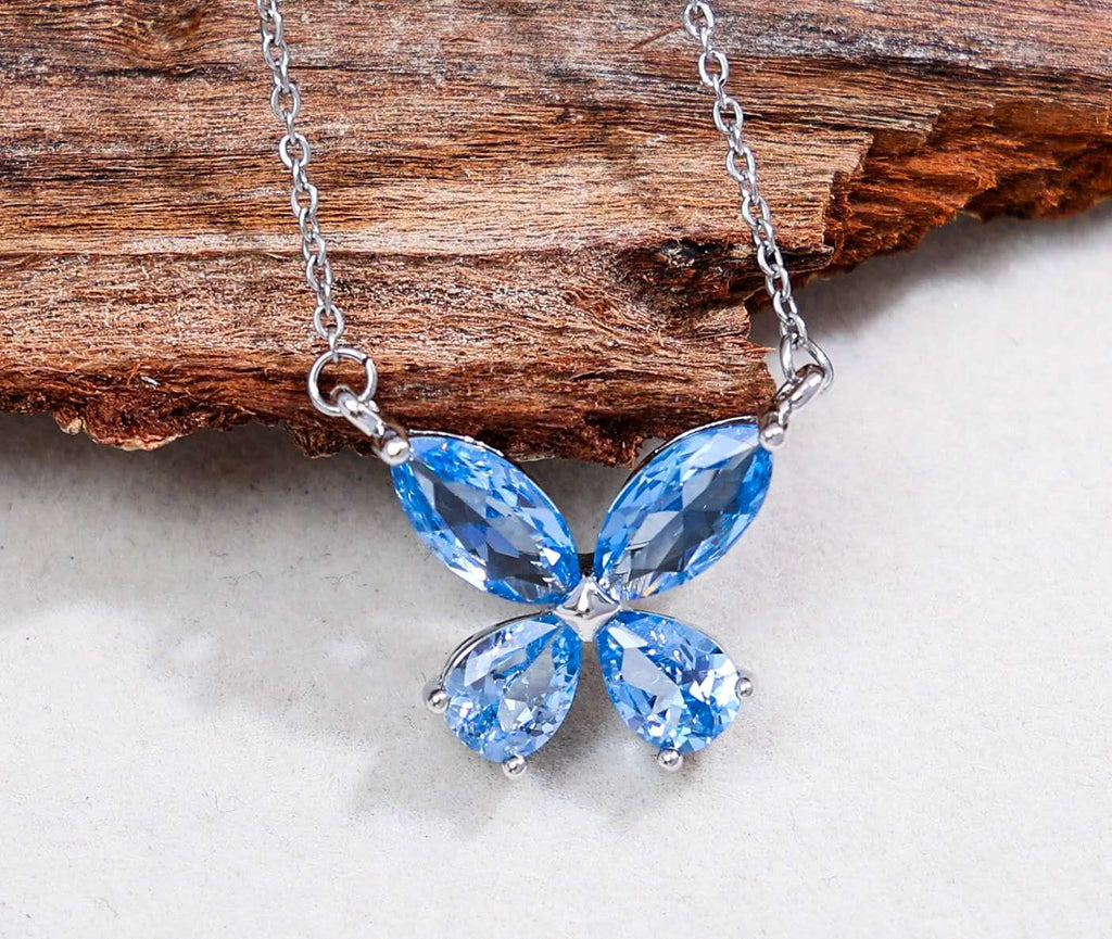 Schmuckset Schmetterling Edelstahl Zirkonia AAA Halskette Ohrstecker