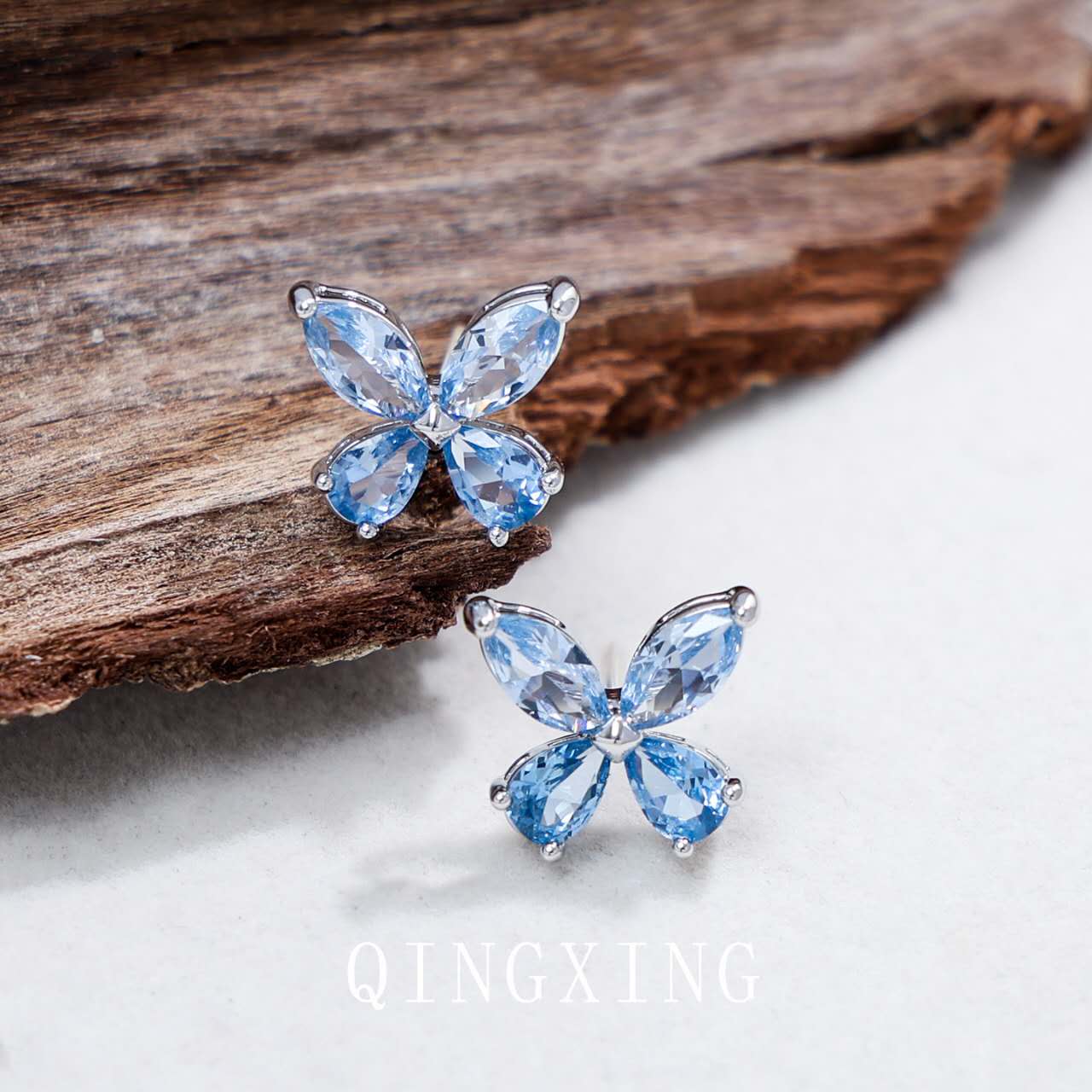 Schmuckset Schmetterling Edelstahl Zirkonia AAA Halskette Ohrstecker
