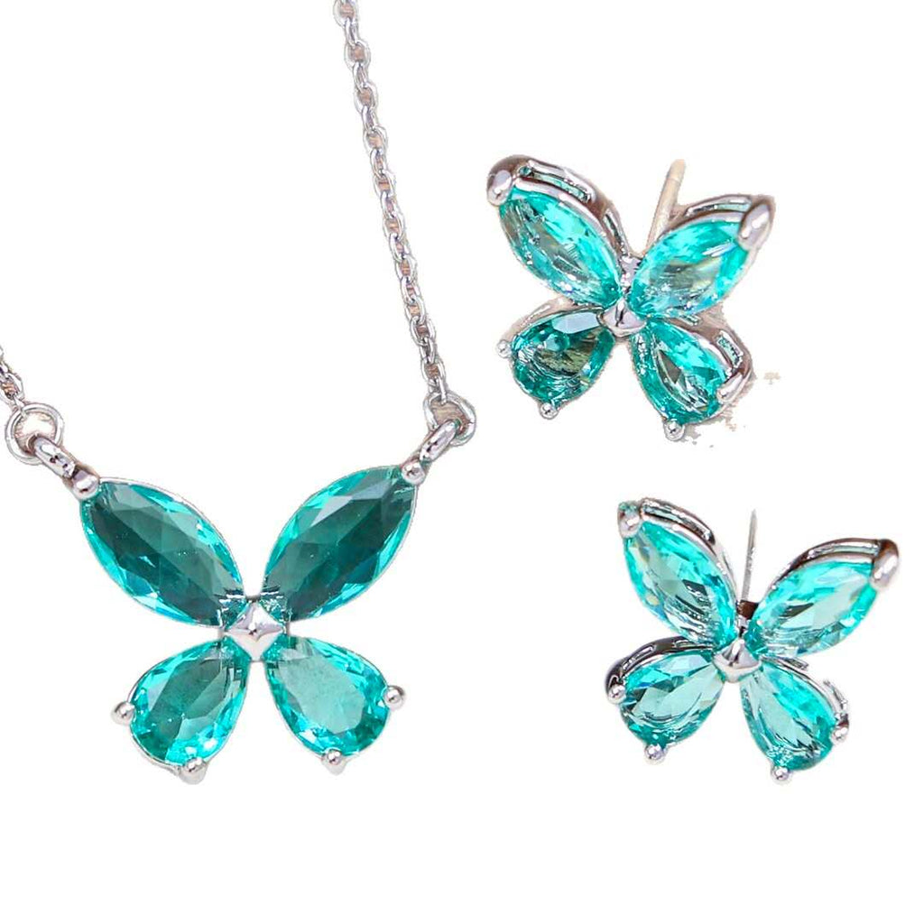 Schmuckset Schmetterling Edelstahl Zirkonia AAA Halskette Ohrstecker