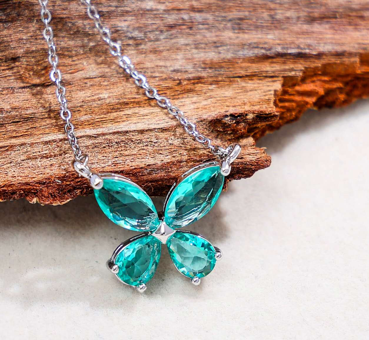 Schmuckset Schmetterling Edelstahl Zirkonia AAA Halskette Ohrstecker