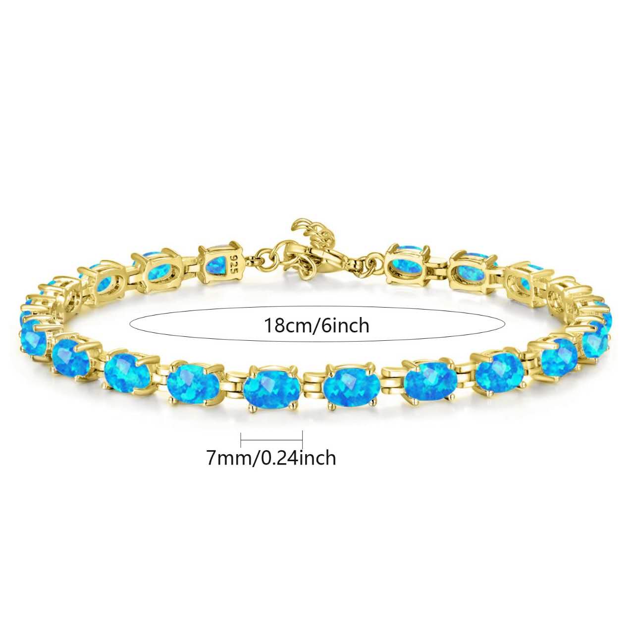 Bracciale con Opale  in Argento 925 Ipoallergenico - 2 Colori. no nichel