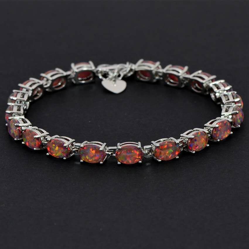 Bracciale con Opale  in Argento 925 Ipoallergenico - 2 Colori. no nichel
