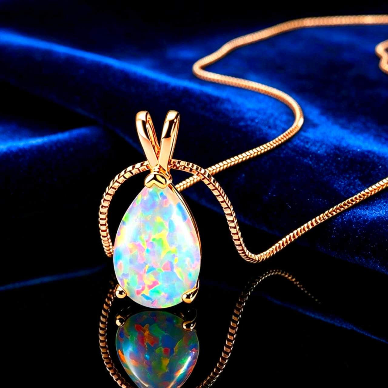 18K vergoldete Kette mit tropfenförmigem Opal