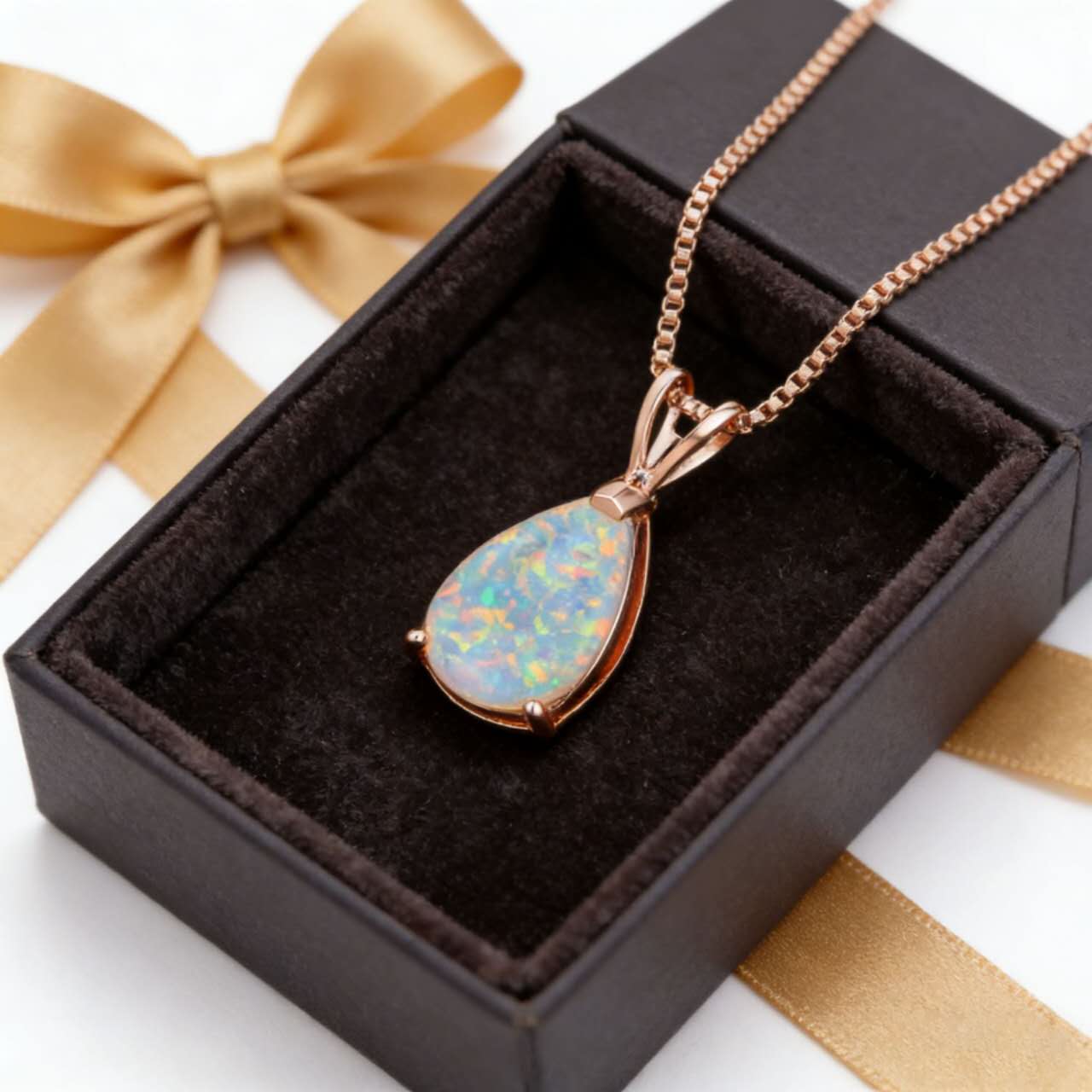 18K vergoldete Kette mit tropfenförmigem Opal