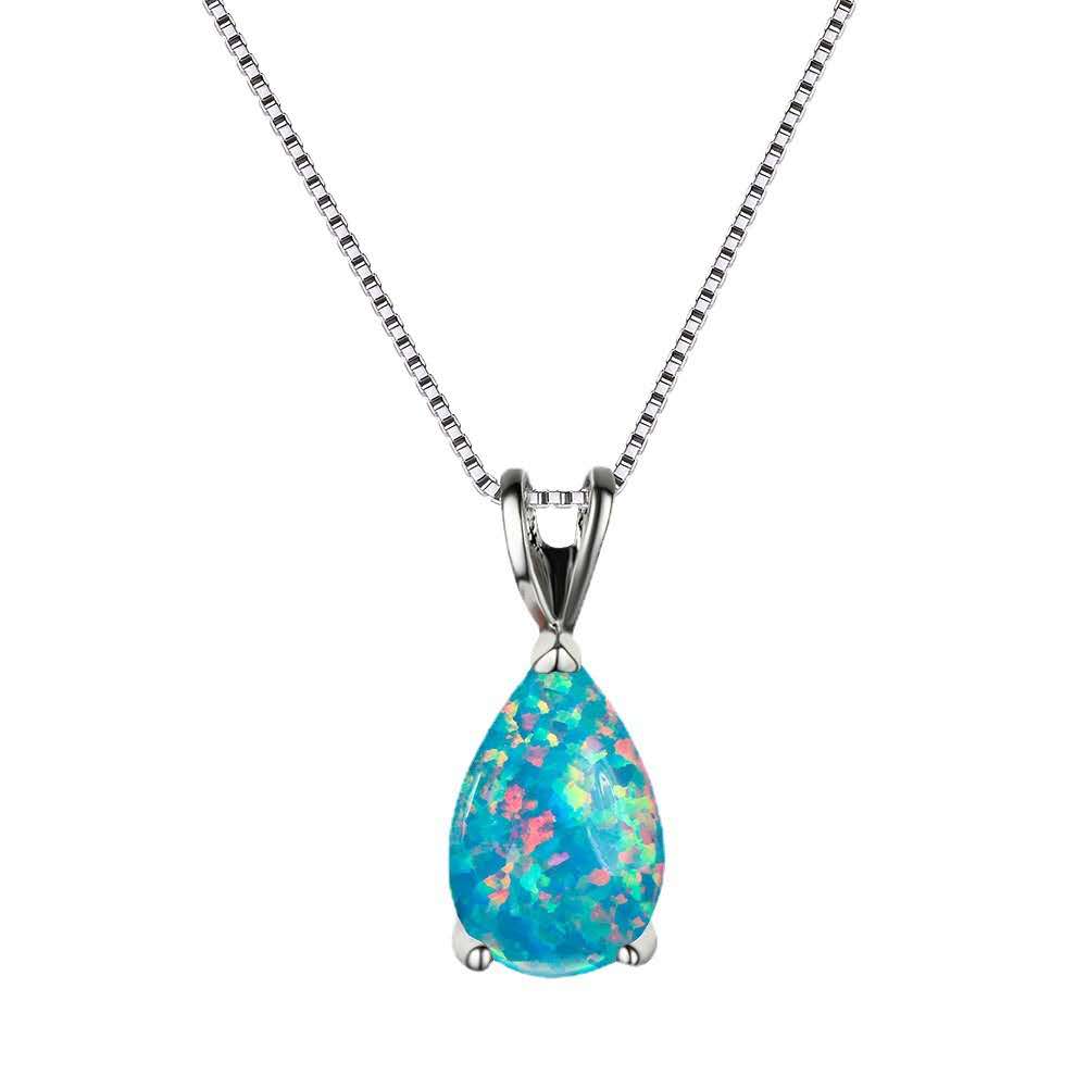 18K vergoldete Kette mit tropfenförmigem Opal