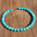Halskette mit runden Natursteinperlen 12 mm, verstellbare Choker-Halskette mit Verlängerungskette